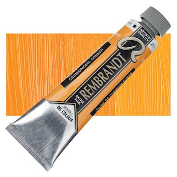 Open in modal - Rembrandt Artists' Oil Color - Cadmium Yellow Deep, 40 ml tube and swatch