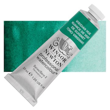 Open in modal - Winsor & Newton Professional Watercolor - Viridian Hue, 37 ml Tube and swatch