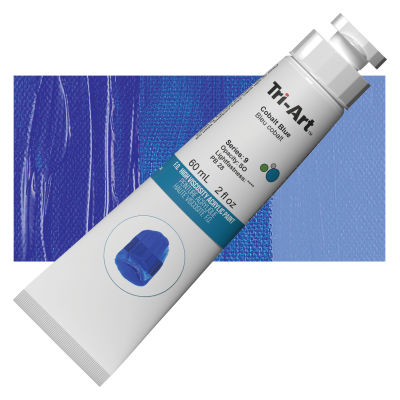 Tri-Art High Viscosity Artist Acrylic - Cobalt Blue, 60 ml tube with swatch