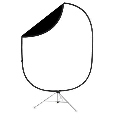 Reversible Collapsible Backdrop Kit - Black and White Backdrop shown on stand
