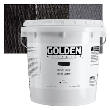 Open in modal - Golden Heavy Body Artist Acrylic - Carbon Black, 128 oz Jar and swatch