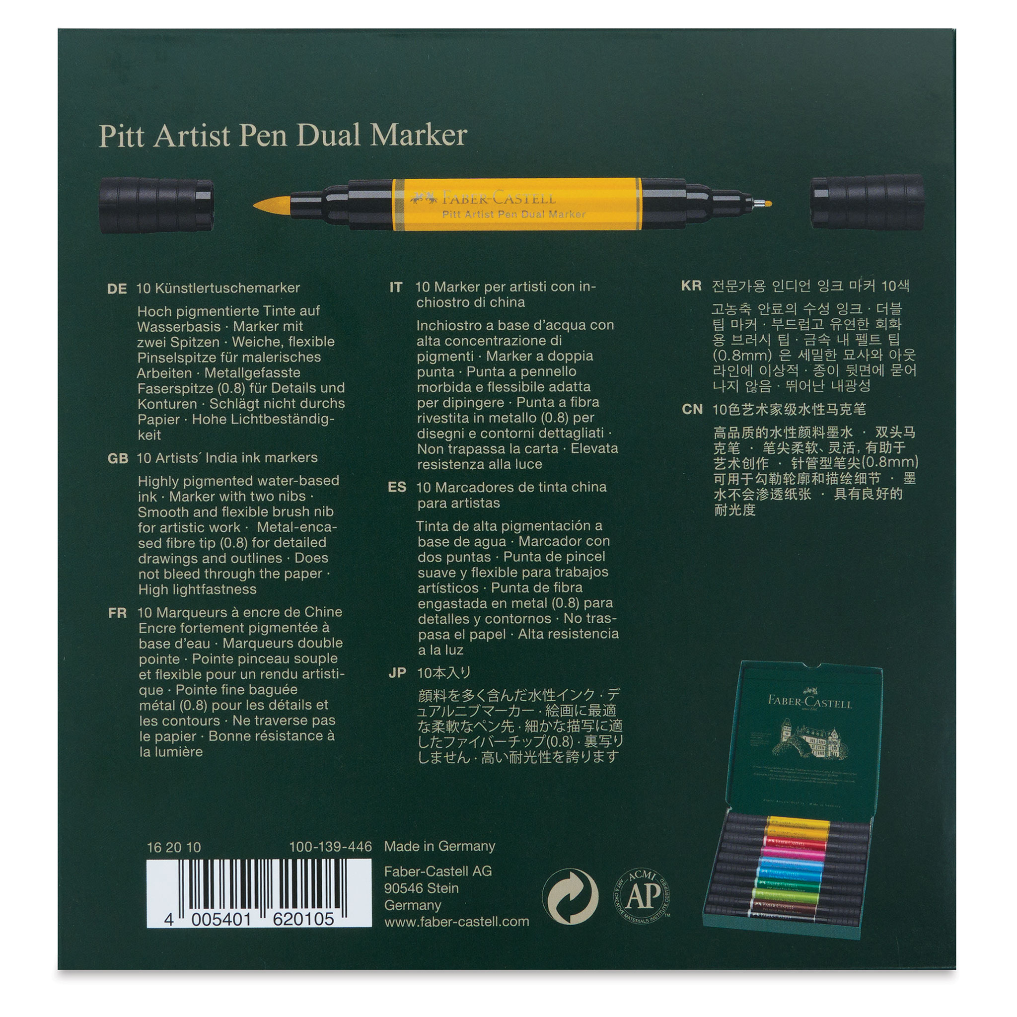 Faber-Castell Pitt Artist Pen Dual Tip Markers - Set of 10