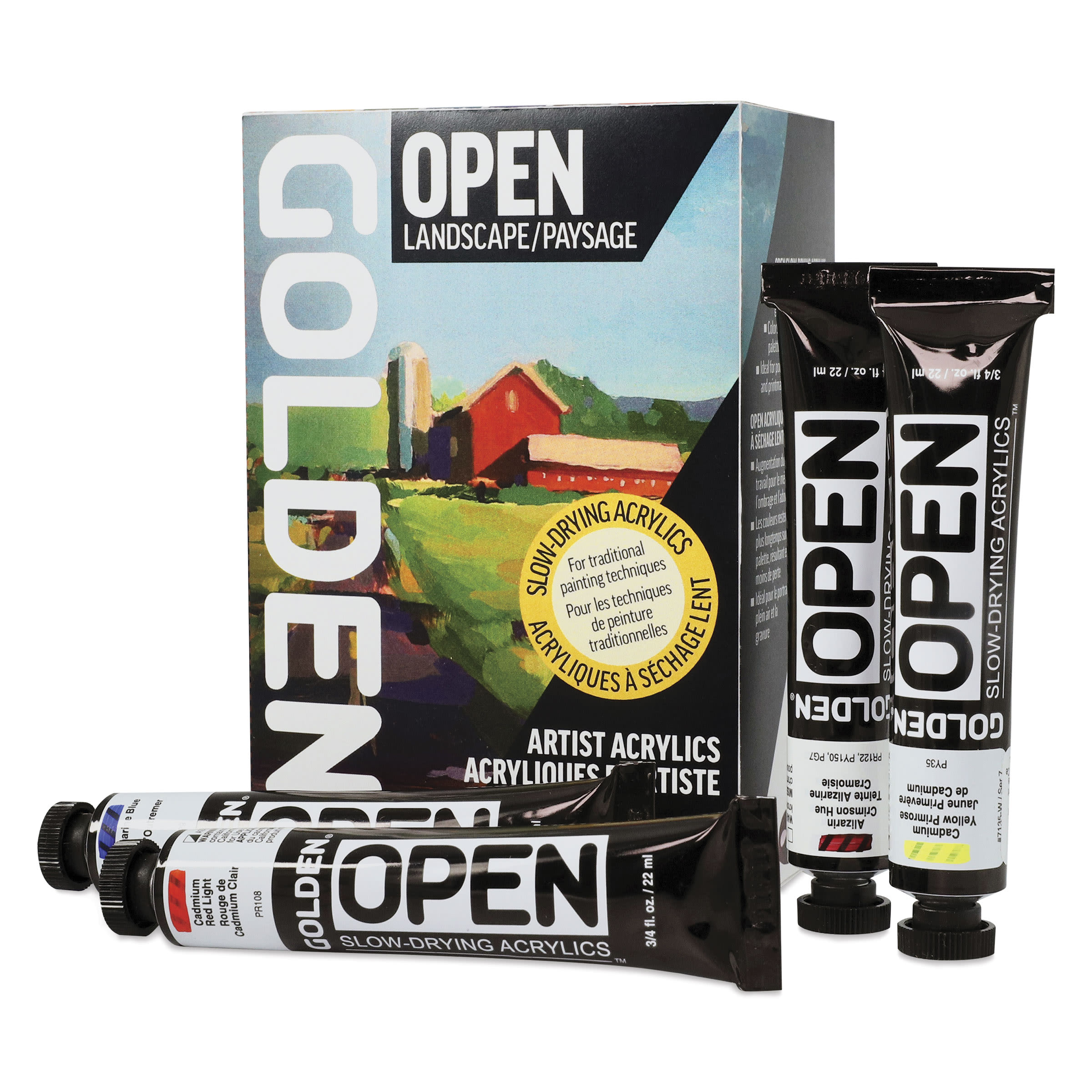 Golden Open Acrylics - Landscape Colors, Set of 7 with Thinner, 22 ml, tubes with packaging