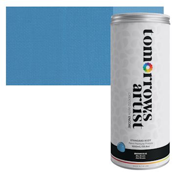 Open in modal - Tomorrow's Artist Eco-Friendly Standard Body Acrylic Paint - Brooks Blue, 1L jar and swatch