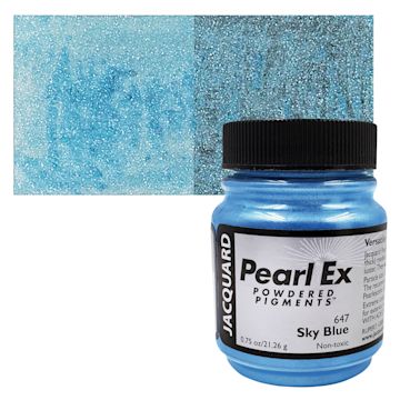 Open in modal - Jacquard Pearl-Ex Pigment - 0.75 oz, Sky Blue jar and swatch