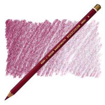 Open in modal - Koh-I-Noor Polycolor Dry Color Drawing Pencil - Bordeaux Red 8, swatch and pencil