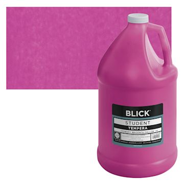 Open in modal - Blick Original Formula Student Tempera Paint - Primary Magenta, 128 oz bottle and swatch
