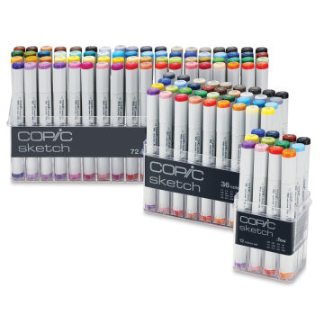 Copic Sketch Markers in 12, 36, and 72.