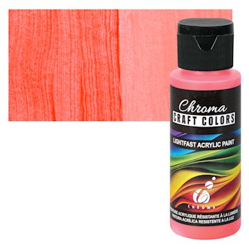 Open in modal - Chroma Craft Colors Acrylic Paint - Neon Red Alert, swatch and bottle