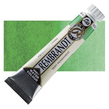 Open in modal - Rembrandt Artist Watercolor - Permanent Green, 20 ml tube and swatch