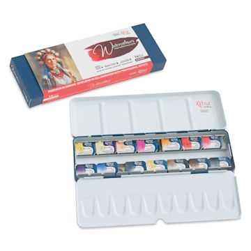 Open in modal - Rosa Gallery Watercolor Pans - Set of 14, Portrait, Full Pans, Metal Case