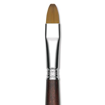 Open in modal - Escoda Prado Tame Synthetic Brush - Bright, Short Handle, Size 14 (Close-up of brush)