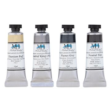 Michael Harding Artists Watercolors - Grey Essentials, Set of 4, 15 ml ...