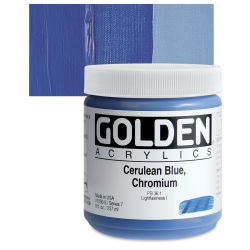 Golden Heavy Body Artist Acrylics - Cerulean Blue Chromium, 8 oz Jar