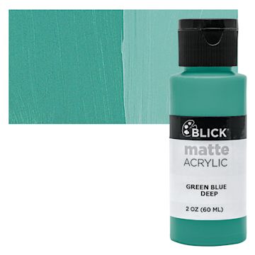 Open in modal - Blick Matte Acrylic - Green Blue Deep, 2 oz bottle and swatch