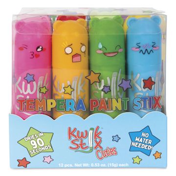 Open in modal - Kwik Stix Tempera Paint - Set of 12, Cuties, Assorted Colors - front of packaging