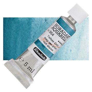 Open in modal - Schmincke Horadam Aquarell Artist Watercolor - Deep Sea Green, 15 ml, Tube and swatch