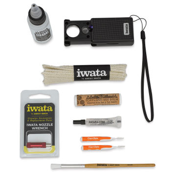 Iwata Airbrush Cleaning Kit - Components of Cleaning kit shown laid out