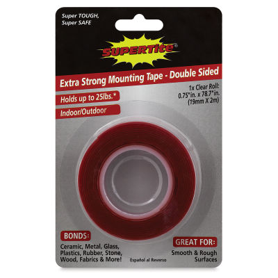 Supertite Double-Sided Extra Strong Clear Mounting Tape, 3/4" x 78-7/10", Roll, Front Of Package