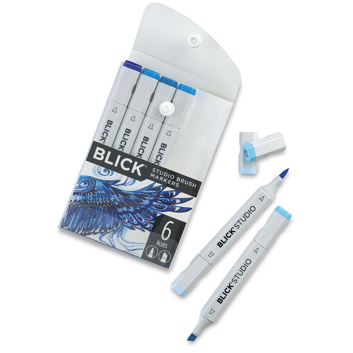 Blick Studio Brush Markers - Blue Colors, Set of 6