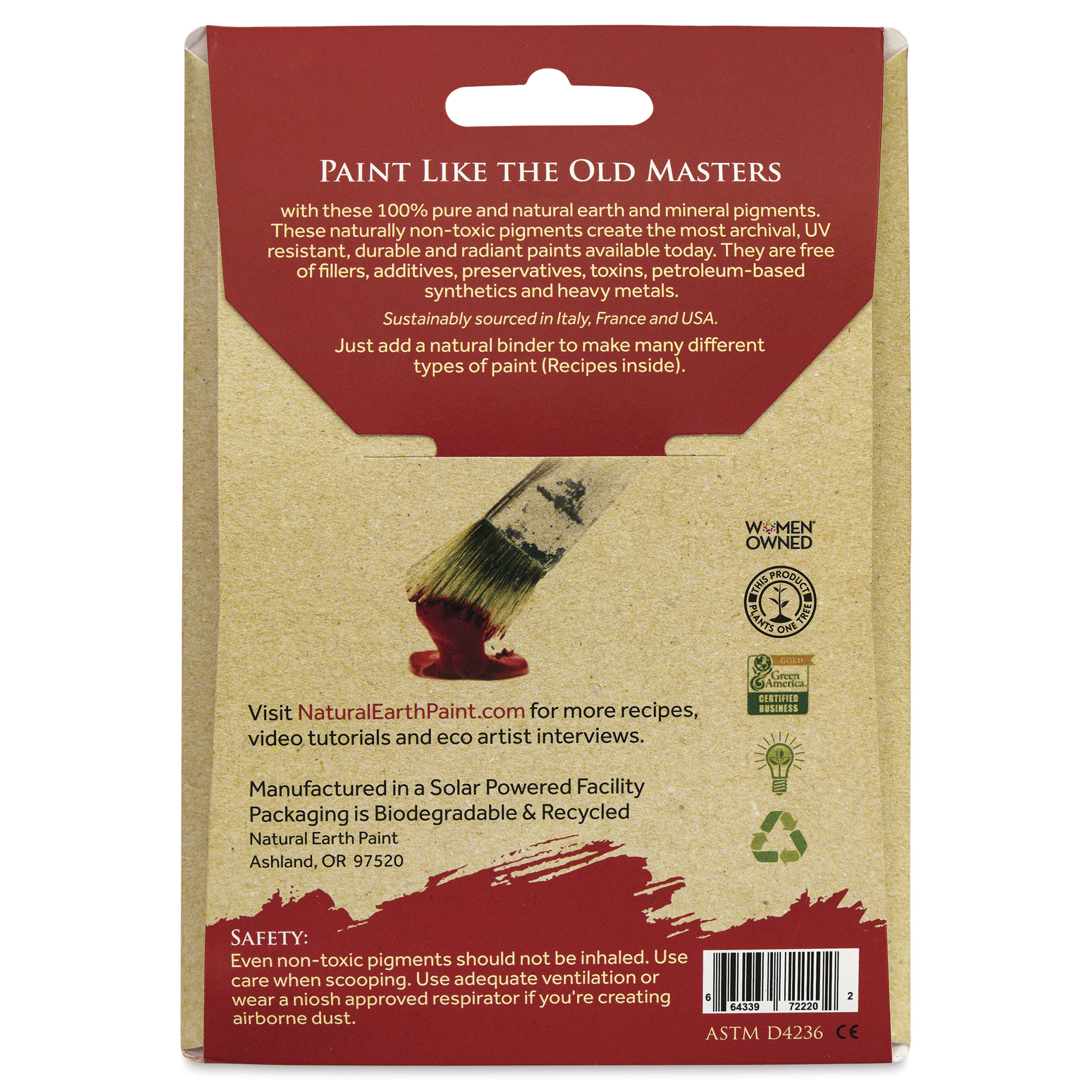 Natural Earth Paint Earth & Mineral Pigment - Mayan Red, 3 oz