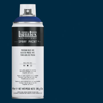 Liquitex Professional Spray Paint - Prussian Blue Hue, 400 ml can and swatch