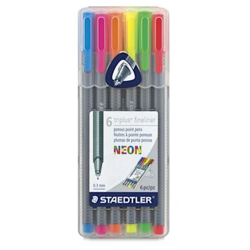 Open in modal - Triplus Fineliner Pens-Neon, Set of 6  Outside of Package