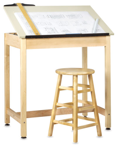 Diversified Spaces Drawing Table - Shown with Table raised and Stool, not included