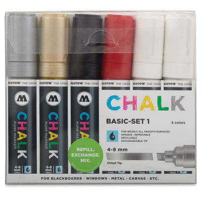 Molotow Chalk Markers - 6 pc set of 4-8mm Chisel Nibs in Basic colors 