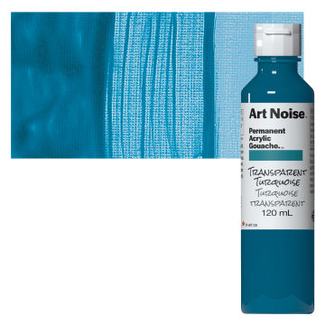 Tri-Art Art Noise Permanent Acrylic Gouache - Transparent Turquoise, 120 ml, Bottle with swatch