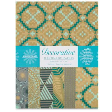 Open in modal - Decorative Paper Screen Print Assortment Packs - Olive and Teal shown