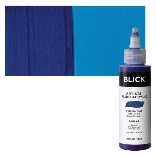 Blick Artists' Fluid Acrylic - Phtalocyanine Blue, 100 ml