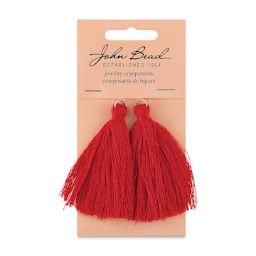 Open in modal - John Bead Cotton Tassels - Red, Pkg of 2, 2-1/4" L