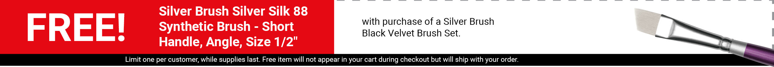 FREE! Silver Brush Silver Silk 88 Synthetic Brush - Short Handle, Angle, Size 1/2" with purchase of a Silver Brush Black Velvet Brush Set.