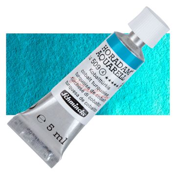 Open in modal - Schmincke Horadam Aquarell Watercolor - Cobalt Turquoise, 5 ml tube and swatch