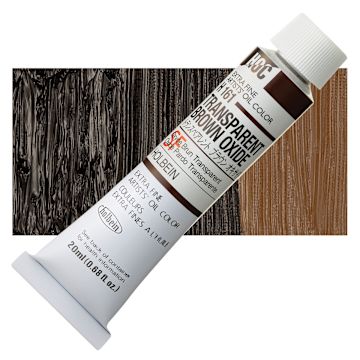 Open in modal - Holbein Artists' Oil Color - Transparent Brown Oxide, 20 ml tube and swatch