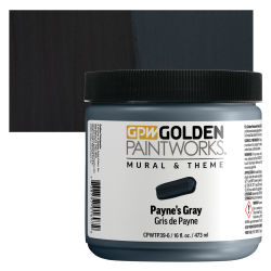 Golden Paintworks Mural and Theme Acrylic Paint - Payne's Gray, 16 oz, Jar with swatch