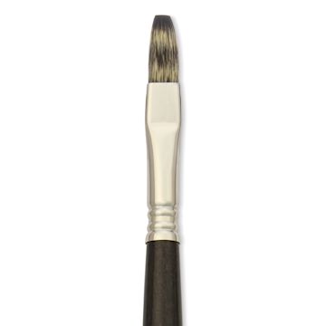 Open in modal - Escoda Vintage Synthetic Brush - Flat, Long Handle, Size 10, close-up