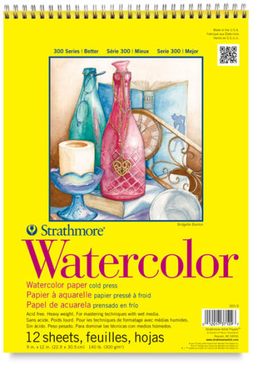 Strathmore 300 Series Student Watercolor Pads - Front view of Spiral bound Pad