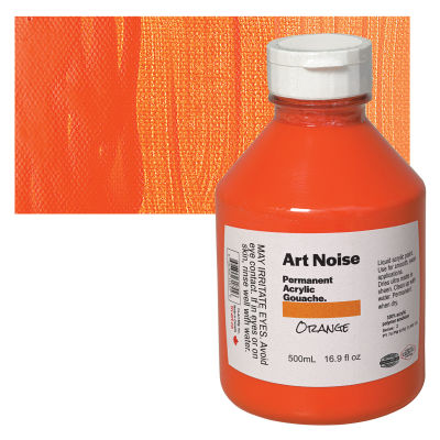 Tri-Art Art Noise Permanent Acrylic Gouache - Orange, 500 ml, Bottle with Swatch