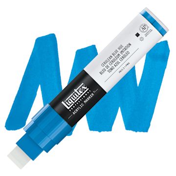 Open in modal - Liquitex Paint Marker - Cerulean Blue Hue, 15mm Tip marker and swatch