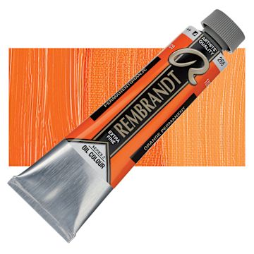 Open in modal - Rembrandt Artists' Oil Color - Permanent Orange, 40 ml tube and swatch