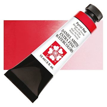Open in modal - Daniel Smith Extra Fine Watercolor - Pyrrol Red, 15 ml Tube and swatch