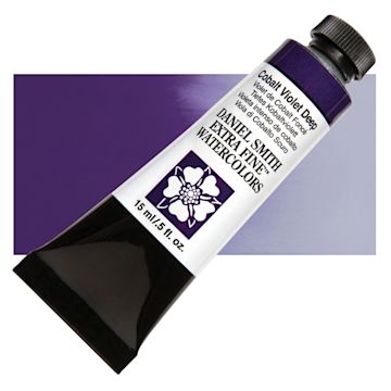 Open in modal - Daniel Smith Extra Fine Watercolor - Cobalt Violet Deep, 15 ml Tube and swatch