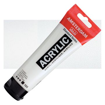 Open in modal - Amsterdam Standard Series Acrylic Paint - Titanium White, 120 ml tube and swatch