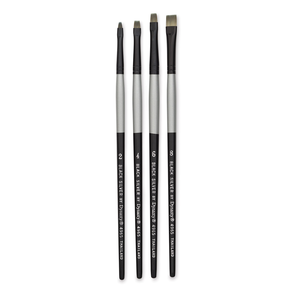 Dynasty Black Silver Synthetic Brushes - Set 5, Pkg of 4 | BLICK Art ...