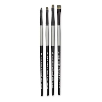 Open in modal - Dynasty Black Silver Synthetic Brushes - Set 5, Pkg of 4