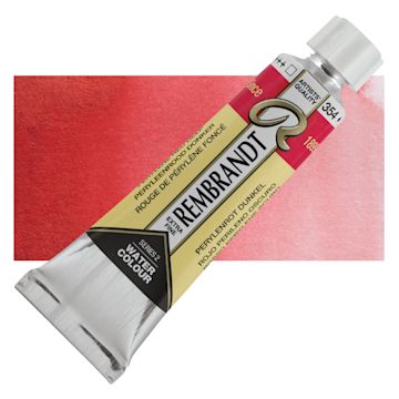 Open in modal - Rembrandt Artist Watercolor - Perylene Red Deep, 10 ml tube and swatch