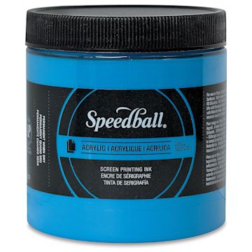 Open in modal - Speedball Permanent Acrylic Screen Printing Ink - Fluorescent Blue, 8 oz