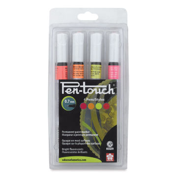 Sakura Pen Touch Fluorescent Paint Markers 0.7mm 4 Count Set